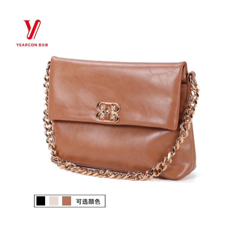 意尔康女包2025新款通勤简约可折叠链条单肩斜挎手提包女S5Y23315