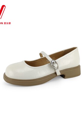 意尔康女鞋2025春季新款玛丽珍皮鞋圆头粗跟时尚舒适5162AA08216Y