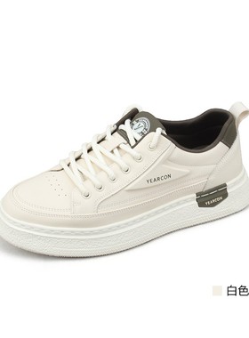 意尔康男鞋2025年春季新款休闲板鞋牛皮平跟系带百搭5121AA56166A