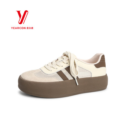 意尔康女鞋厚底网面透气镂空舒适