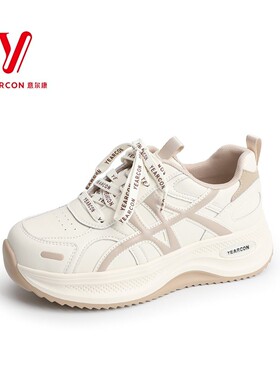 意尔康耐磨轻便拼色新款运动休闲鞋女鞋20266184ZD48720Y春季厚底