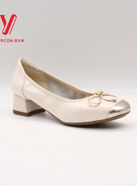 意尔康女鞋2025秋季新款真皮通勤职场蝴蝶结浅口单鞋5151GA07920Y