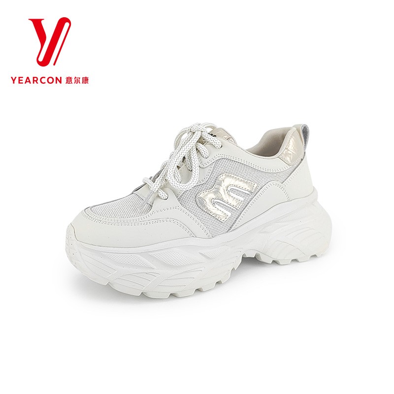 意尔康女鞋2025秋季新款纯色时尚百搭厚底增高老爹鞋5282DD26981Y