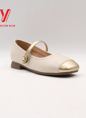 意尔康女鞋2025秋季新款真皮小香风魔术贴玛丽珍单鞋5163AA08147Y