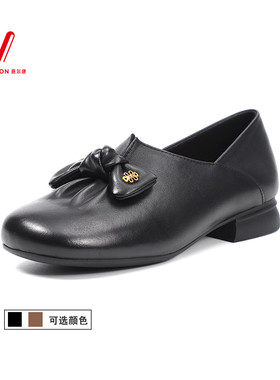 意尔康女鞋2025新款小羊软底皮一脚蹬妈妈鞋时尚单鞋5264dd27269y