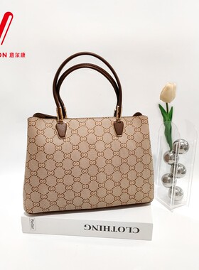 意尔康女包2025秋季新款欧美印花通勤单肩斜挎托特包S6Y23374-130