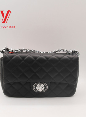 意尔康女包2025新款纯色简约百搭菱格单肩斜挎链条小方包S3Y20286