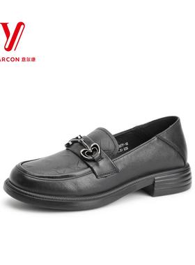 意尔康乐福鞋女2024新款真皮厚底百搭舒适不累脚正品3582ab09327Y