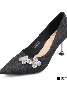 意尔康2024秋款女鞋浅口单鞋尖头细高跟不灵不灵优雅S552GA38003U