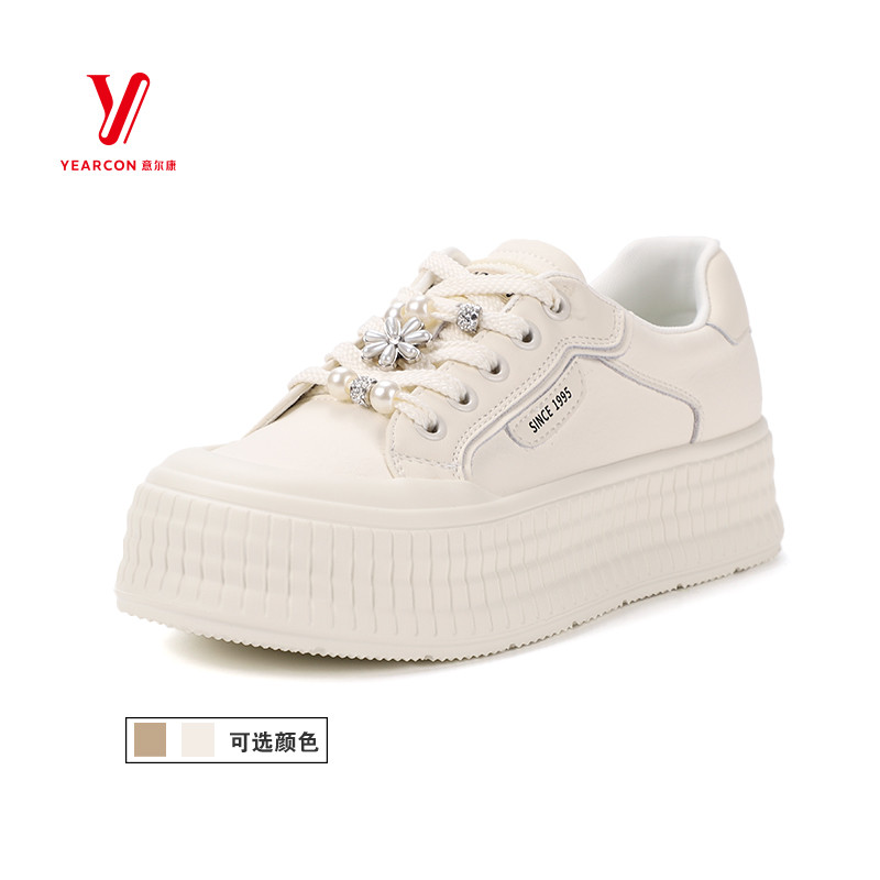 意尔康板鞋小白鞋厚底