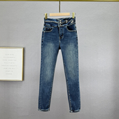 九分裤 加绒牛仔裤 潮 高腰修身 显瘦欧货小脚铅笔裤 女2025年冬季 新款