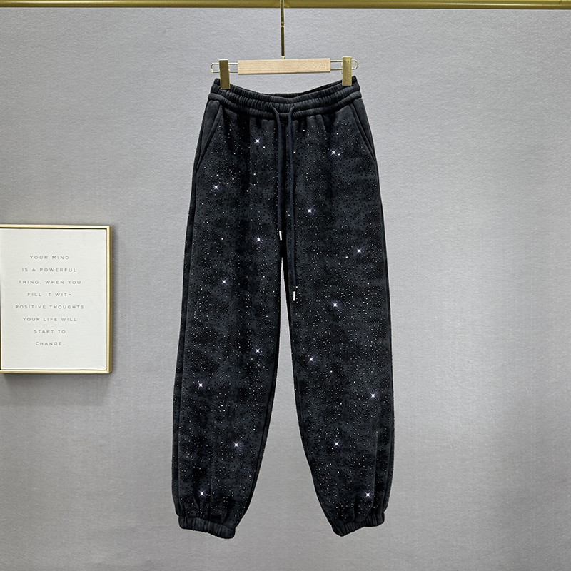 东北卫裤哈伦裤长裤重工烫钻女潮