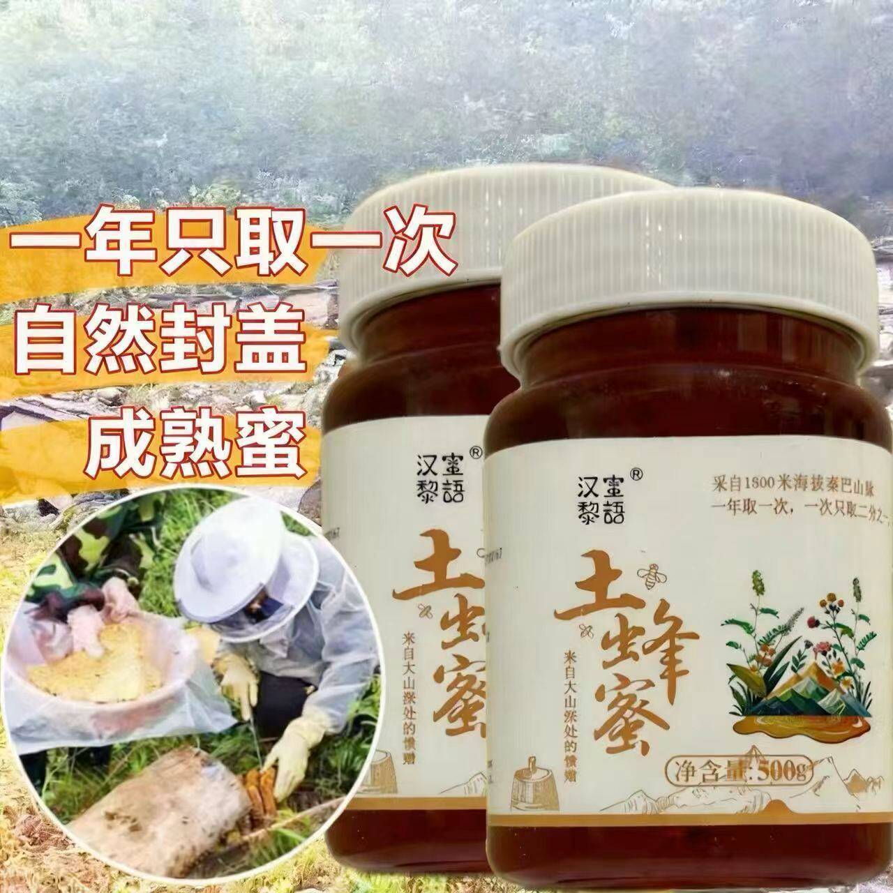 土蜂蜜纯正蜂巢深山百花蜂窝农家盒装自产成熟小包装便携500g包邮