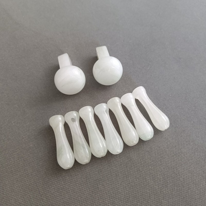 古琴玉轸雁足整体雕刻白玉琴轸天山翠玉南瓜足穿绒扣包邮古琴配件