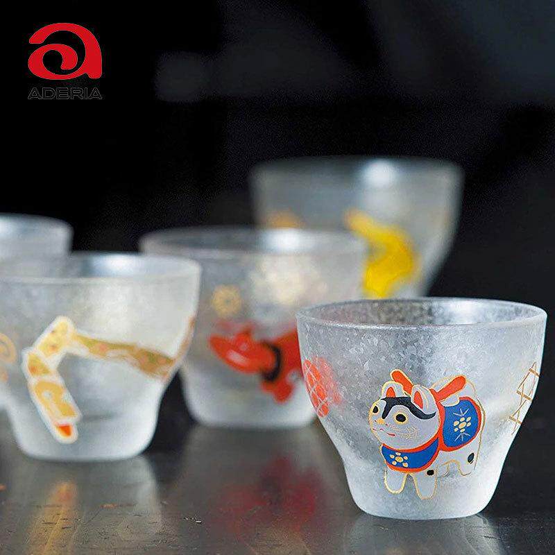 日本进口aderia十二生肖玻璃杯石冢硝子家用手工小茶杯日式清酒杯