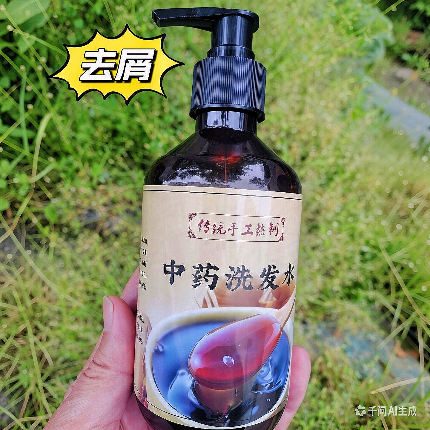 中草药(去屑)洗发水皂角侧柏叶止痒固发控油去油古方养发去头屑