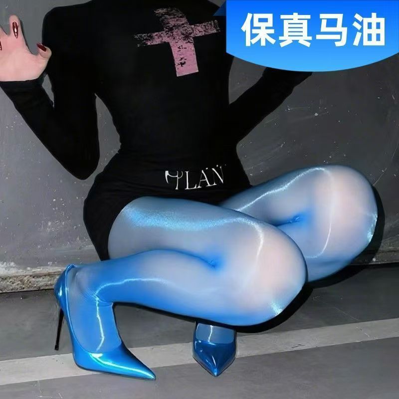8d真马油薄款丝袜外穿防勾丝耐穿高弹油亮大码