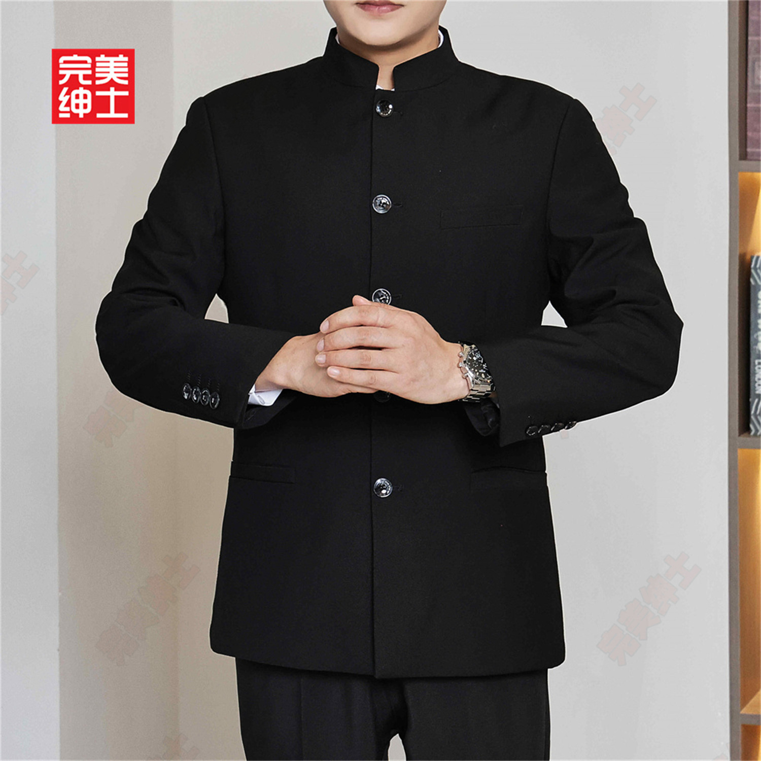 官方升级款新中式中山装套装男士中国商务西装西服结婚礼服男装潮