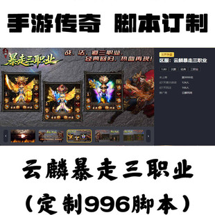 定制云麟暴走三職業輔助996盒子抖音手游傳奇掛機工作室科技自動