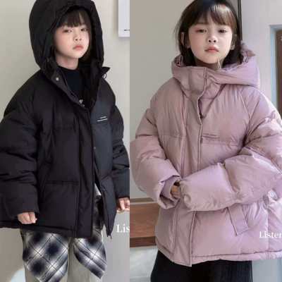 听集Listen品牌童装2025冬男女童羽绒外套重大童面包服白鸭绒外套