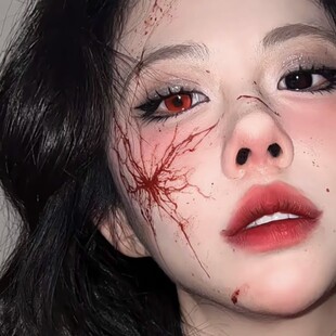 万圣节血液蝶红色纹身贴 伤疤痕血泪脸贴恐怖派对儿童妆容彷贴纸