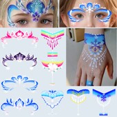六一脸贴艾莎公主彩绘妆容手背纹身贴爱心彩虹小马宝莉库洛米贴纸