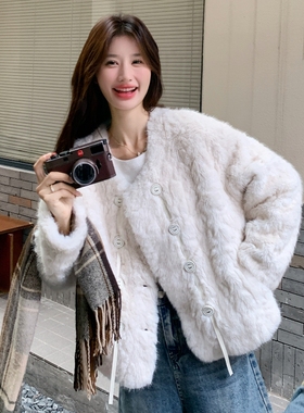 新款现货！冬季双排纽扣羊羔毛皮毛一体加厚短外套D930-P210K298