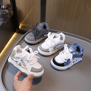 奥莱甄选秋款儿童运动鞋男童实心底板鞋女童高帮休闲鞋软底宝宝面