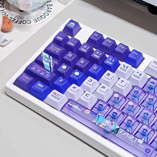 艾丽娜双拼键帽PC透明磁轴机械键盘帽PBT原厂高度热升华小蜜蜂