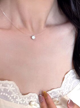 人鱼之泪锆石单钻鱼线项链女款2026新款隐形不掉色锆石吊坠锁骨链