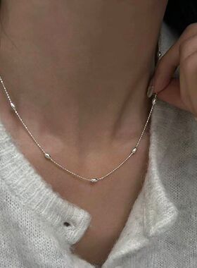 韩系简约小银豆项链女S925银小众设计轻奢百搭闺蜜款颈链