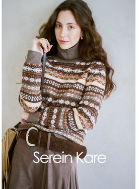 Serein Kare|费尔岛100山羊绒提花高领毛衣复古节日秋冬保暖毛衣