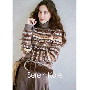 Serein Kare|费尔岛100山羊绒提花高领毛衣复古节日秋冬保暖毛衣