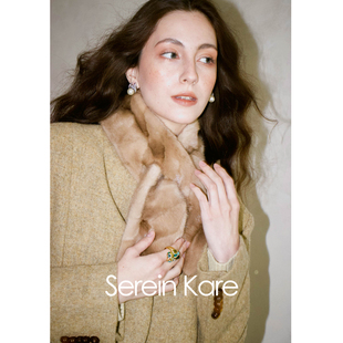 Serein Kare| 水貂毛小围脖真皮草围巾冬季保暖围脖生日礼物