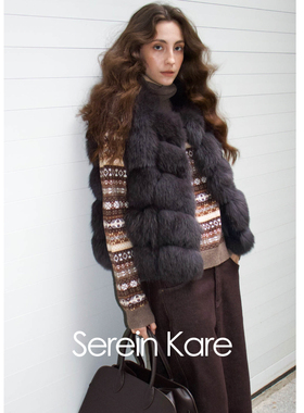 Serein Kare｜狐狸毛皮草马甲背心saga级真皮草深灰色马夹