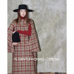 YL Gentlewoman 魔法斗篷 英伦风格纹大衣 圣诞新年厚实羊毛大衣