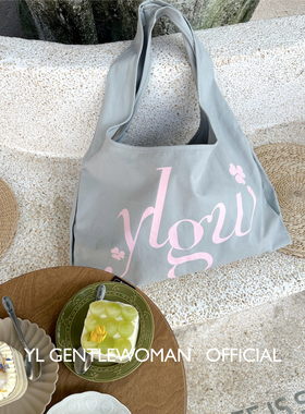 YL Gentlewoman印花字母logo帆布包大容量环保袋单肩包购物袋