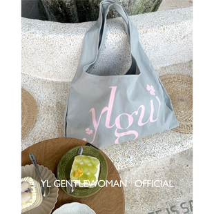 YL Gentlewoman印花字母logo帆布包大容量环保袋单肩包购物袋