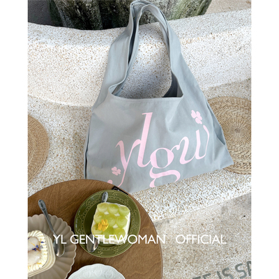 YL Gentlewoman印花字母logo帆布包大容量环保袋单肩包购物袋