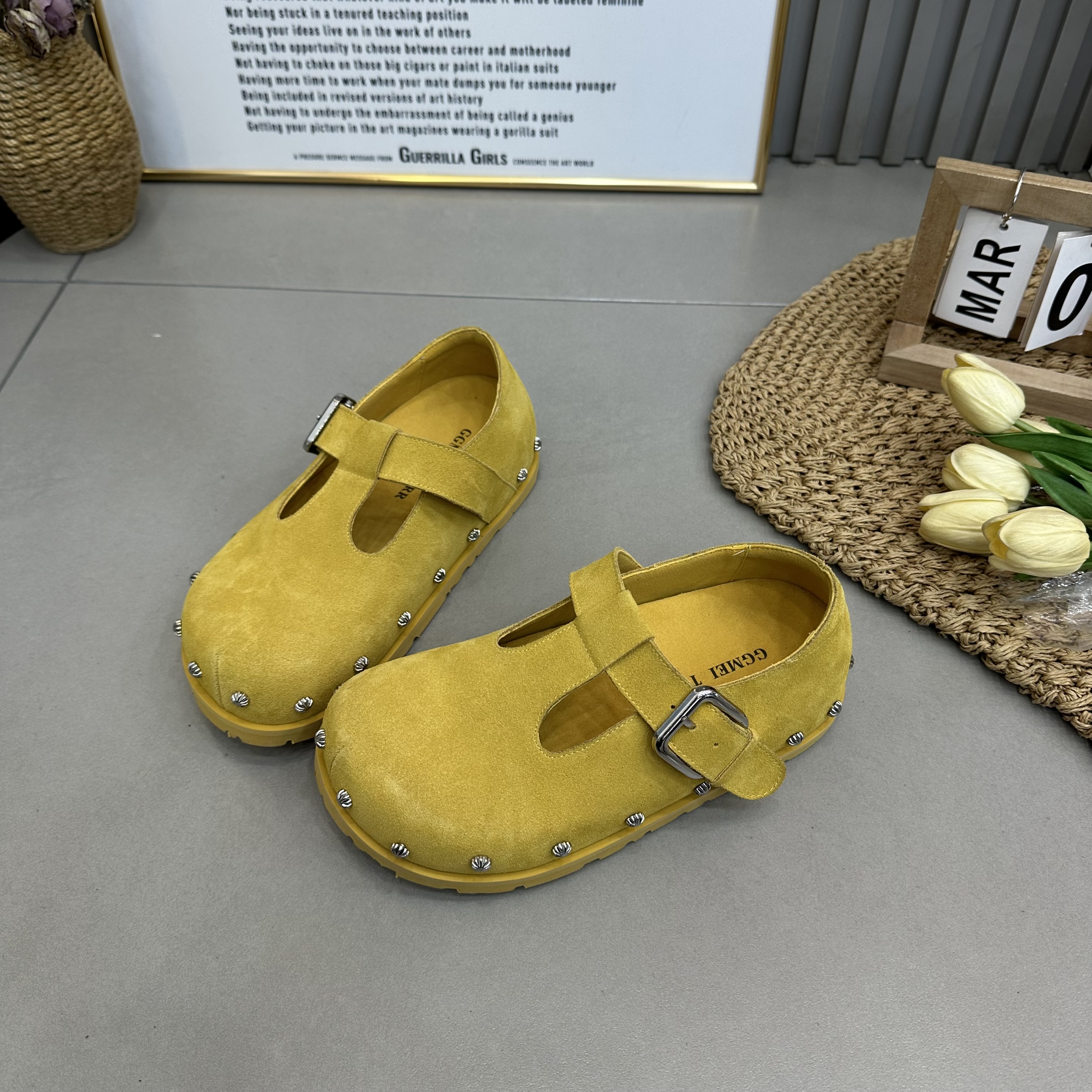 早春新款休闲厚底女鞋真皮丑萌大头皮带扣外穿单鞋铆钉勃肯鞋