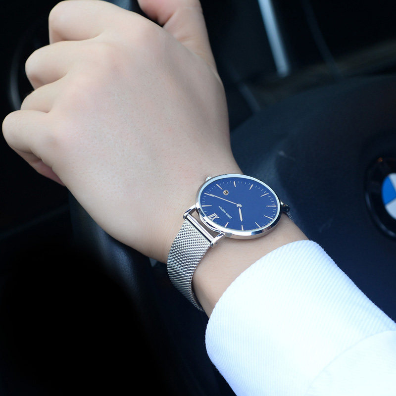 依伦正品超薄手表男士商务休闲时尚腕表潮流真皮带石英表防水男表