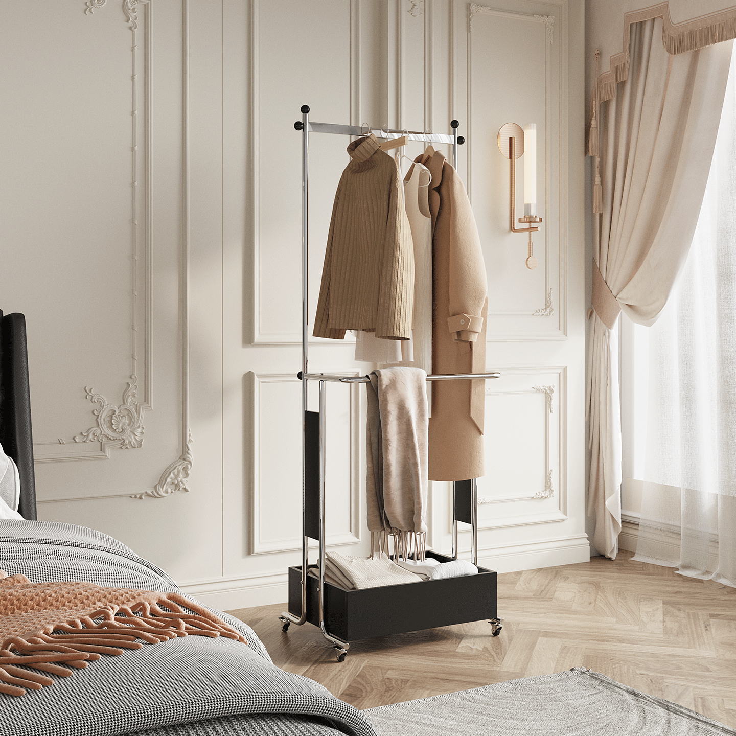 法式新风尚移动落地衣帽架