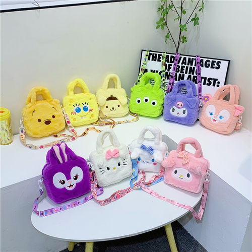 休闲百搭斜挎毛绒小包女孩出门可爱小包包卡通女生单肩包时尚女包