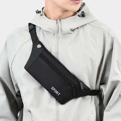 运动腰包男士健身包黑色多功能斜挎包户外跑步健身小包防水运动包