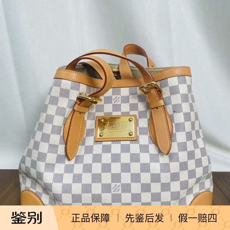 正品二手99新LouisVuitton女包LV白格棋盘格南瓜托特包更换植鞣革