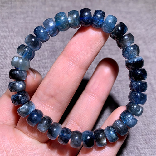 天然星光海蓝宝直切盘珠手链情侣