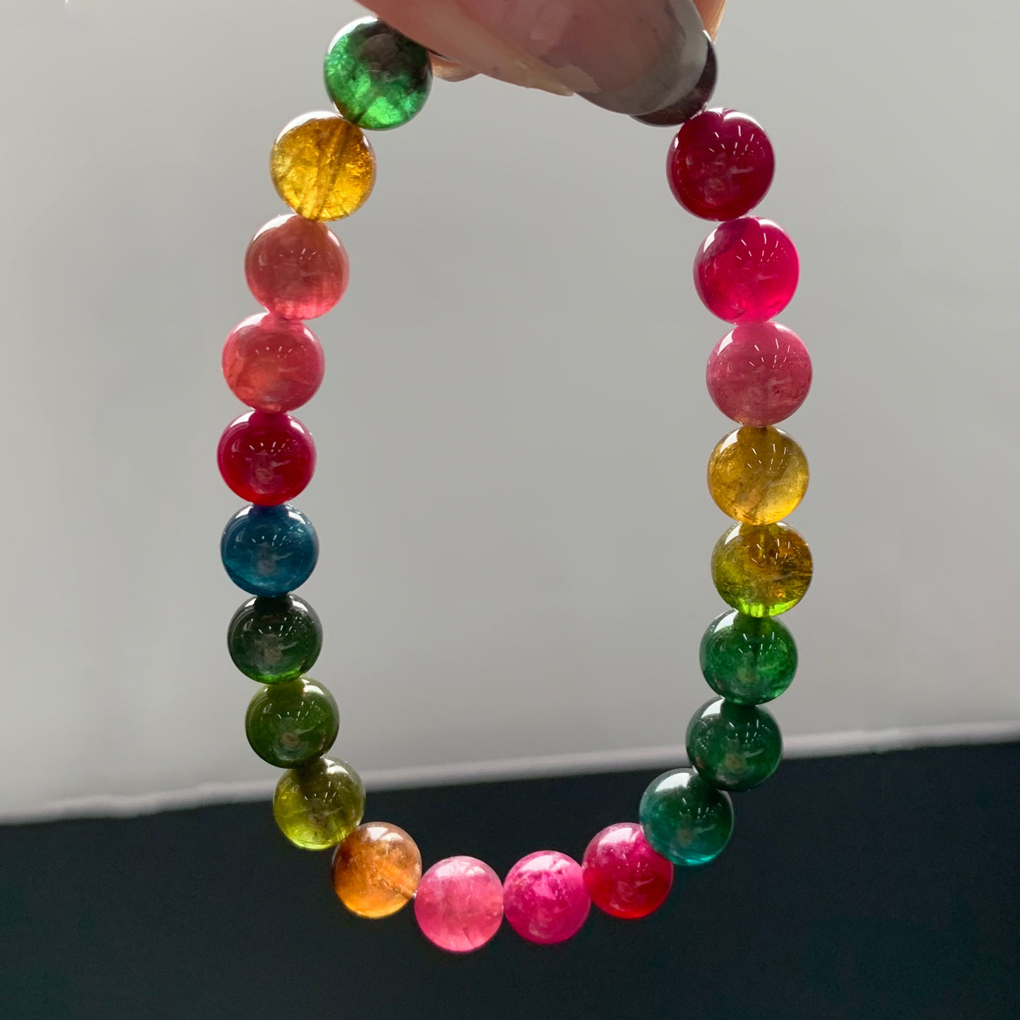 天然巴西老矿彩虹碧玺单圈手串糖果色水晶手链水晶饰品情侣款男女