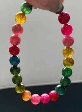 天然巴西老矿彩虹碧玺单圈手串女