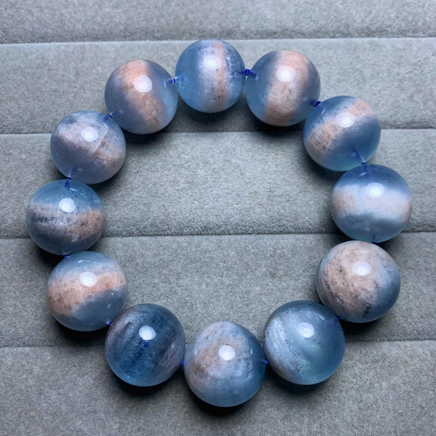 天然共生矿物星光海蓝宝手链情侣