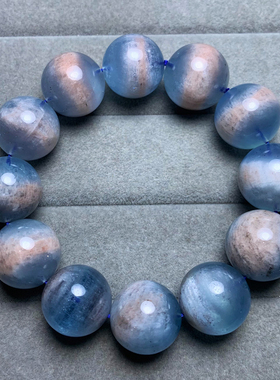 天然共生矿物星光海蓝宝手链情侣